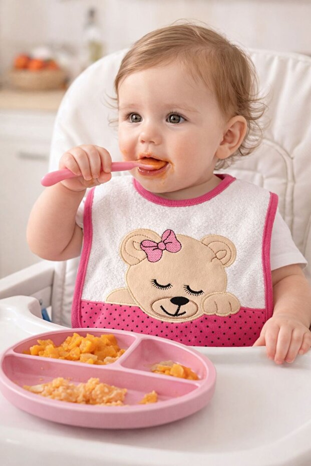 Patterned Baby Girl Bib / Pink