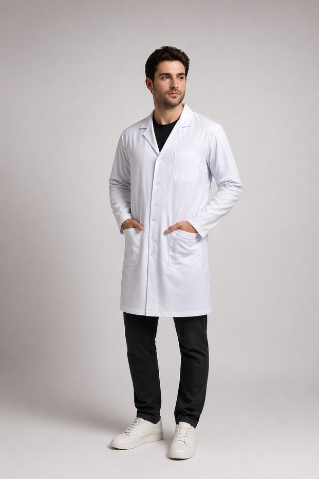 Medical White Gown for Men, Unisex, Durable Clothing with Guaranteed Quality
