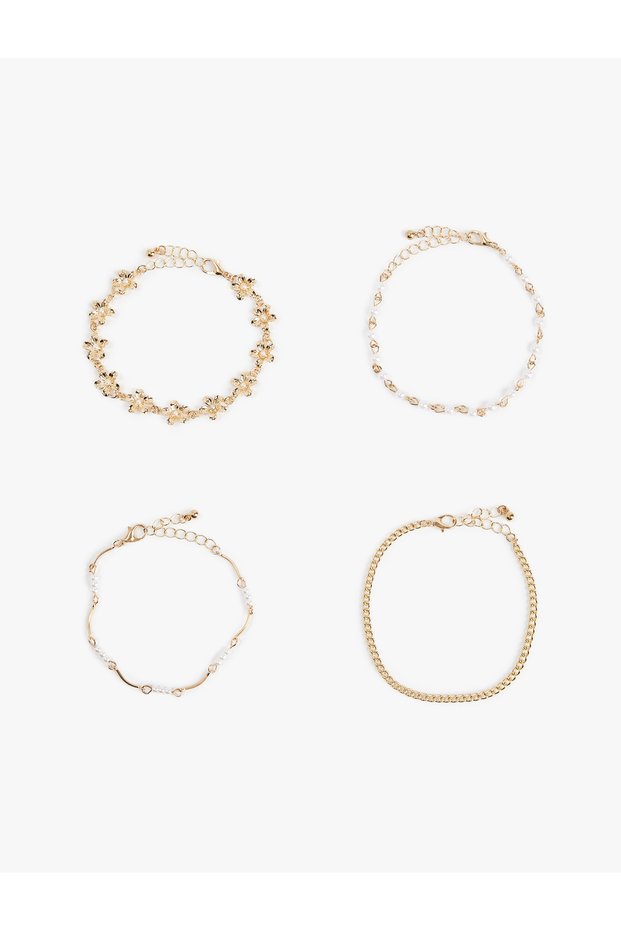 Set of 4 Pearl Bead Detailed Bracelets