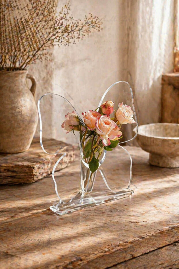 Vase Decorative Modern Minimal Flower Pot Aesthetic Tabletop Accessory - 1 Pc