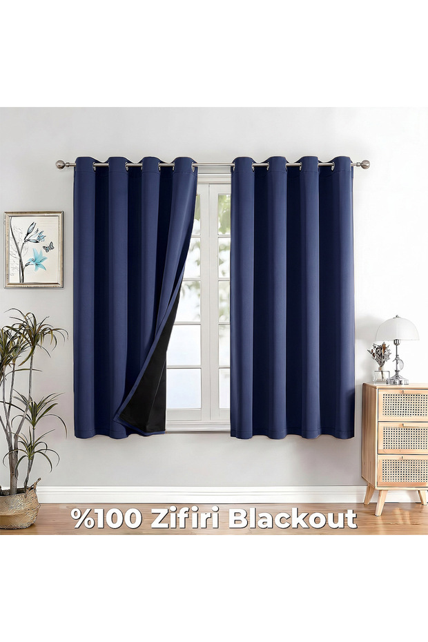 100% Blackout Eyelet Installation Single Panel Background Curtain