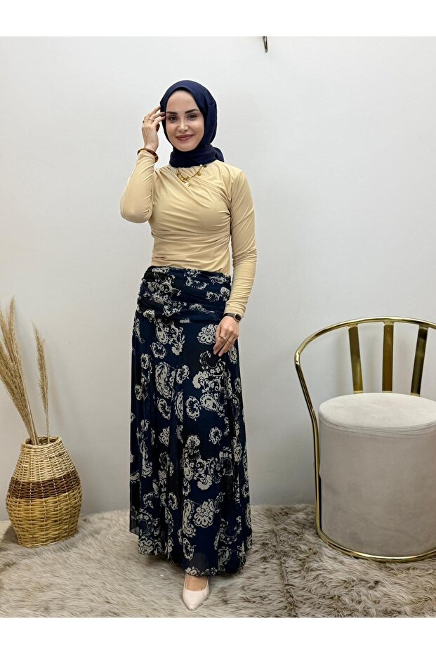 Lined Patterned Skirt - 1