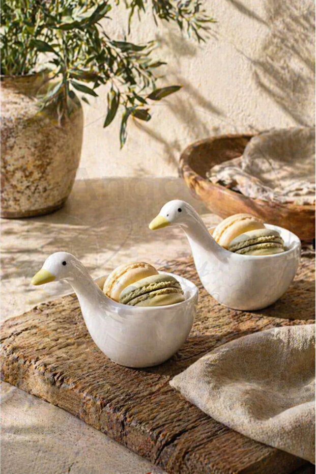 Set of 2 Duck Design Ceramic Serving Bowl, Sauce Bowl, Jam Bowl, Breakfast Bowl, Handmade
