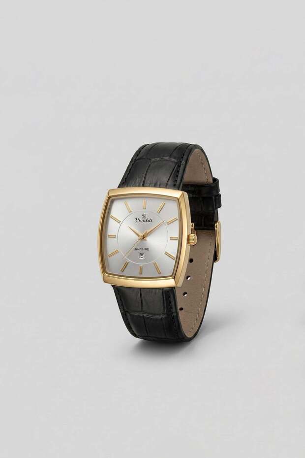Men's Sunset Leather Cord Retro Wristwatch Gold