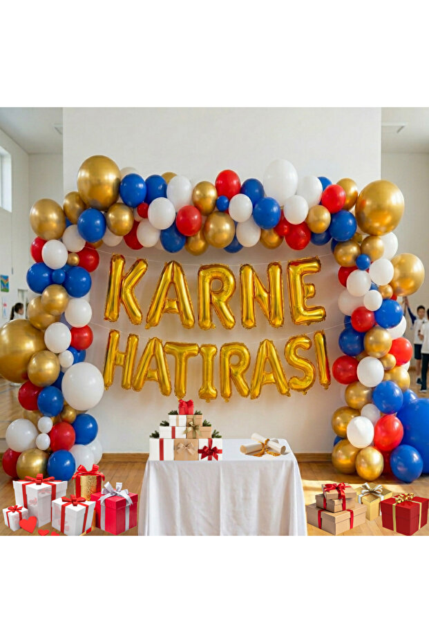 Karne Themed Karne Souvenir Gold Foil Letter Red White Blue Gold Balloon Decoration