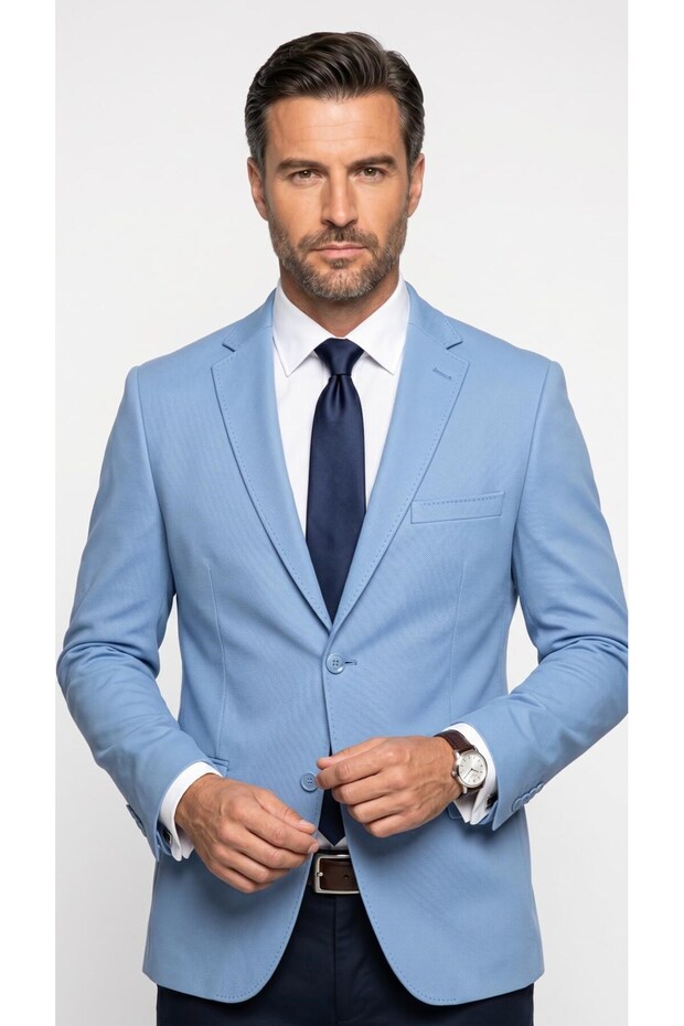 Slim Fit Pique Woven Men's Blazer Jacket – Modern Stylish Casual Combination