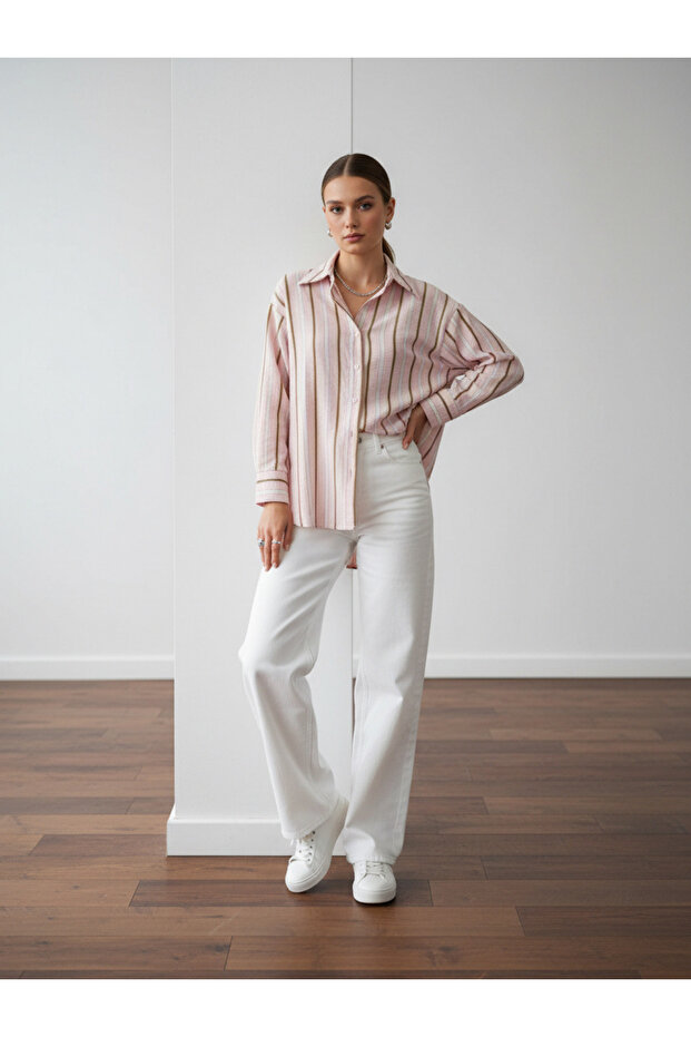 Oversize Striped Long Women's Shirt