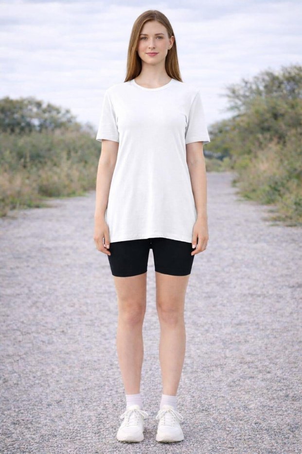 Crew Neck T-Shirt with Side Slits