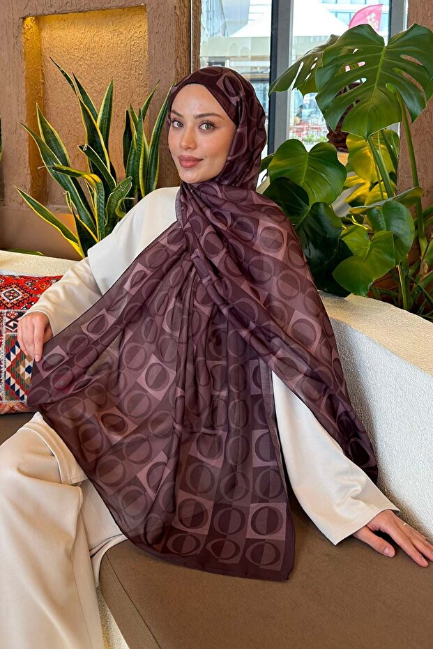 Ring Pattern Ferah Shawl Brown - 2