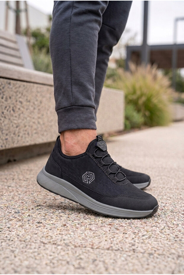 Vojo RF Ultra Hafif Rahat Taban Yürüyüş Koşu Bağcıksız Erkek Spor Ayakkabı Sneaker Siyah