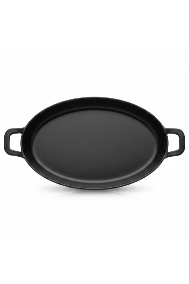 Black Oval Melamine Serving Plate with Handle 9 inch Stylish Serving Dish for Snacks Appet