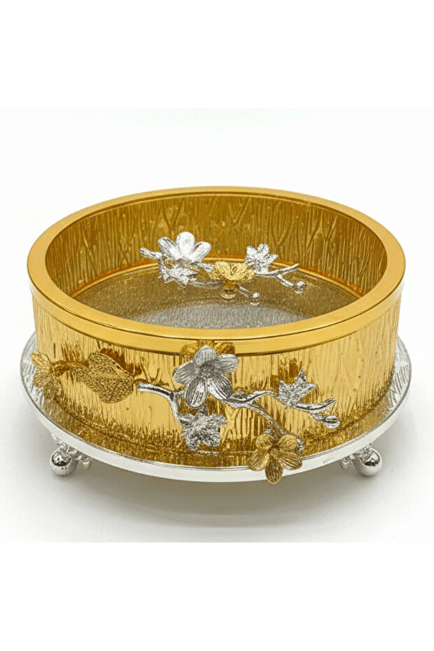 Round Luxury Candy Container Metal with Glass Lid – Stylish Serving & Storage Solution 25 cm
