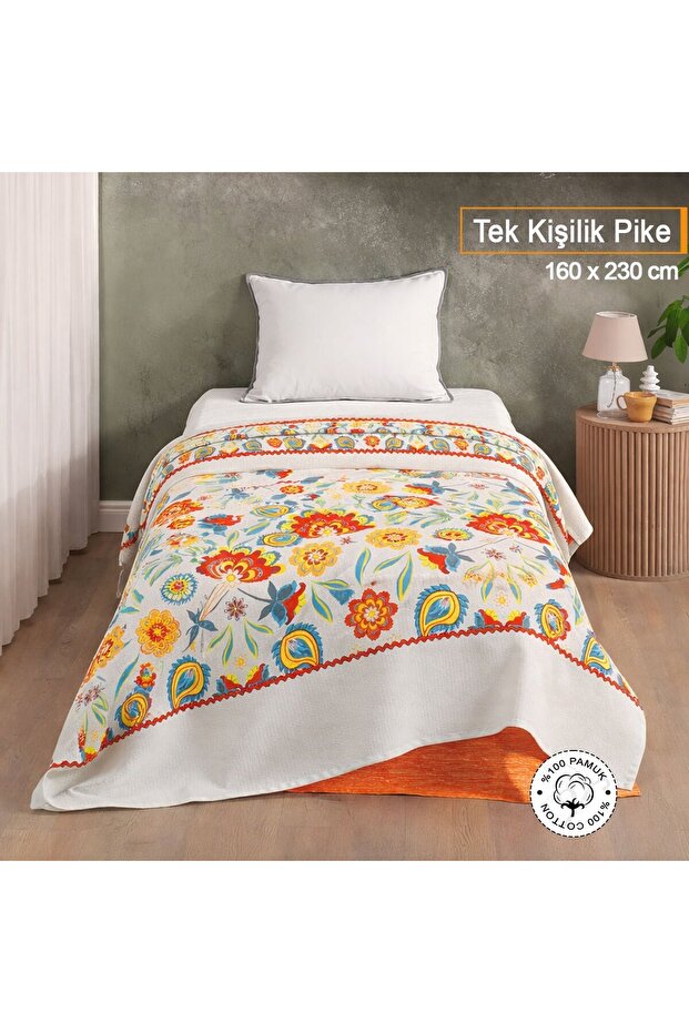 100% Cotton, Carnival Pattern Single Pique | Bedspread | 160X230 cm