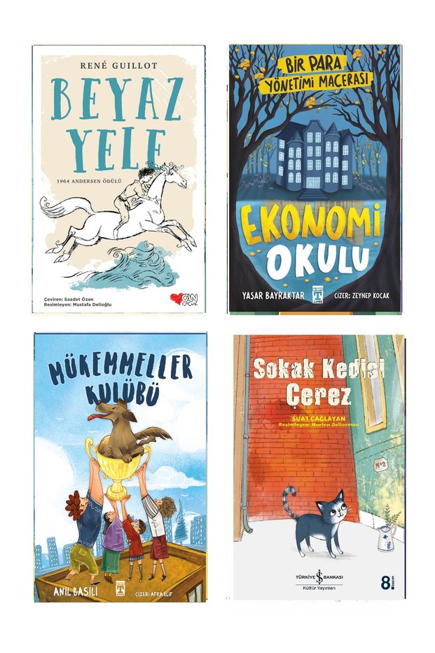4-5-6.Sınıf Okuma Seti Beyaz Yele Ekonomi Okulu Mükemmeller Kulübü Sokak Kedisi Çerez 4 Kitap
