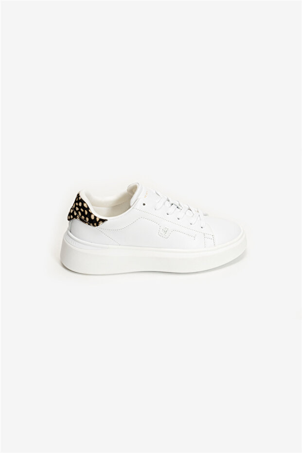 Th Women's White Animal Pattern Platform Sneakers