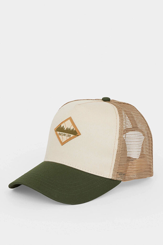 B7994Axgn425 Green Men's Label Printed Jean Baseball Basketball Cap