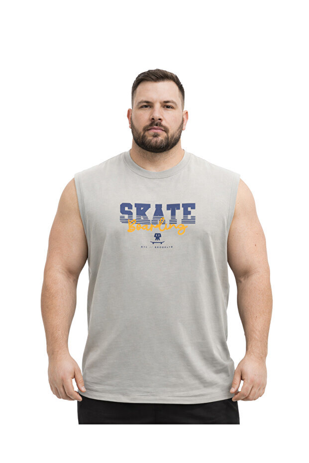 Men's Plus Size Stone Zero Sleeve Skate T-Shirt 3Xl-4Xl-5Xl-6Xl