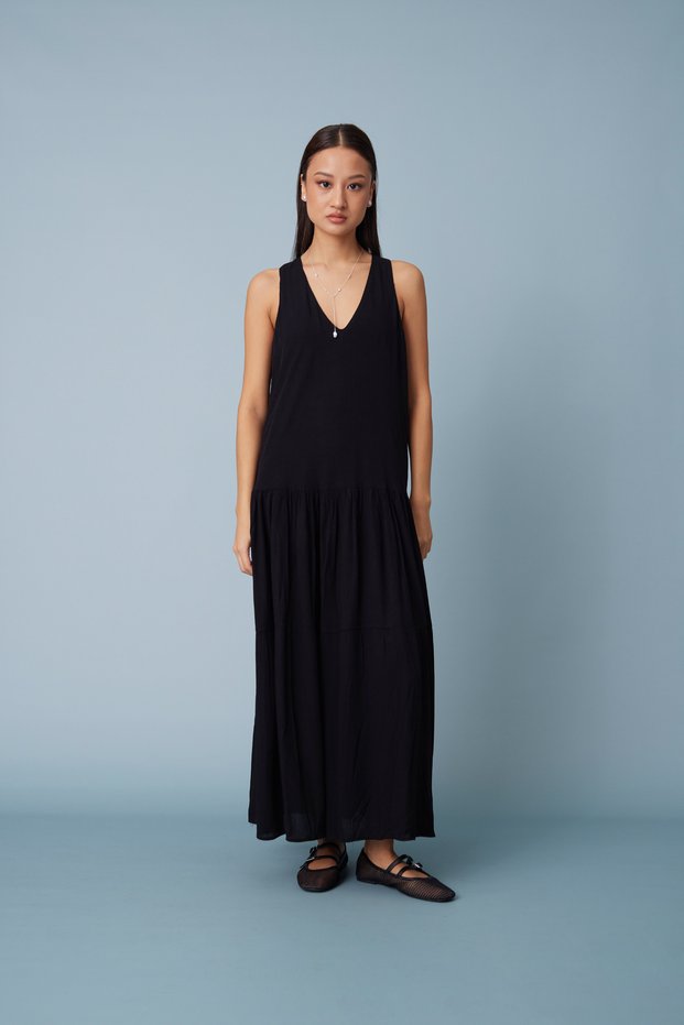 Flowy and Ruched Midi Dress