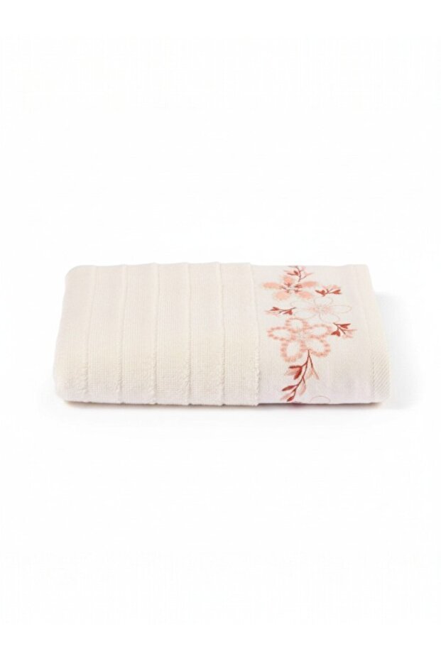 Alvena Floral Embroidered Towel 100% Cotton – Soft Texture – High Absorbency – Stylish Design Cream