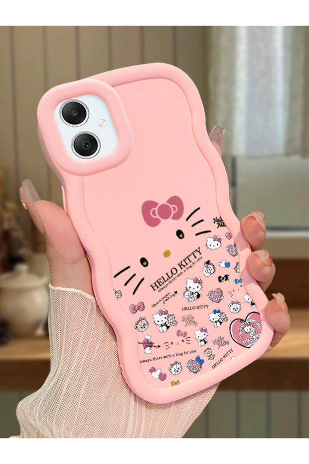 Samsung Galaxy A05 Compatible Shockproof Simple Pink Silicone Phone Case Hello Kitty Pattern