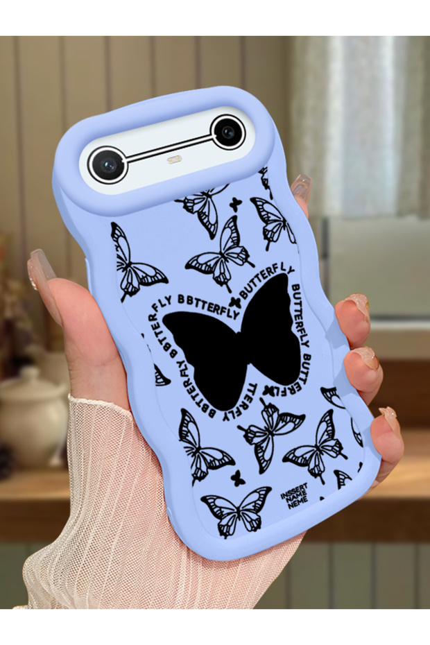 Tecno Spark Slim Compatible Shockproof Simple Blue Silicone Phone Case Butterfly Pattern