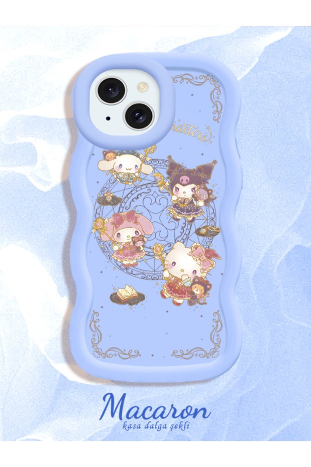 Simple Blue Silicone Phone Case Kitty Pattern Compatible with iPhone 13 Shockproof