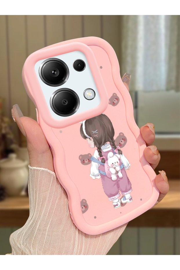 Redmi Note 13 Pro 4g Compatible Shockproof Simple Pink Silicone Phone Case Girl Pattern