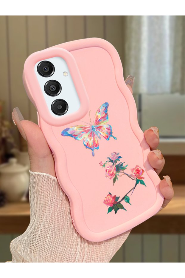 Samsung Galaxy A16 Compatible Shockproof Simple Pink Silicone Phone Case Butterfly Pattern