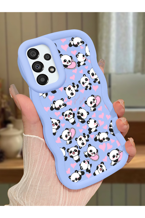 Samsung Galaxy A33 5g Compatible Shockproof Simple Blue Silicone Phone Case Panda Pattern