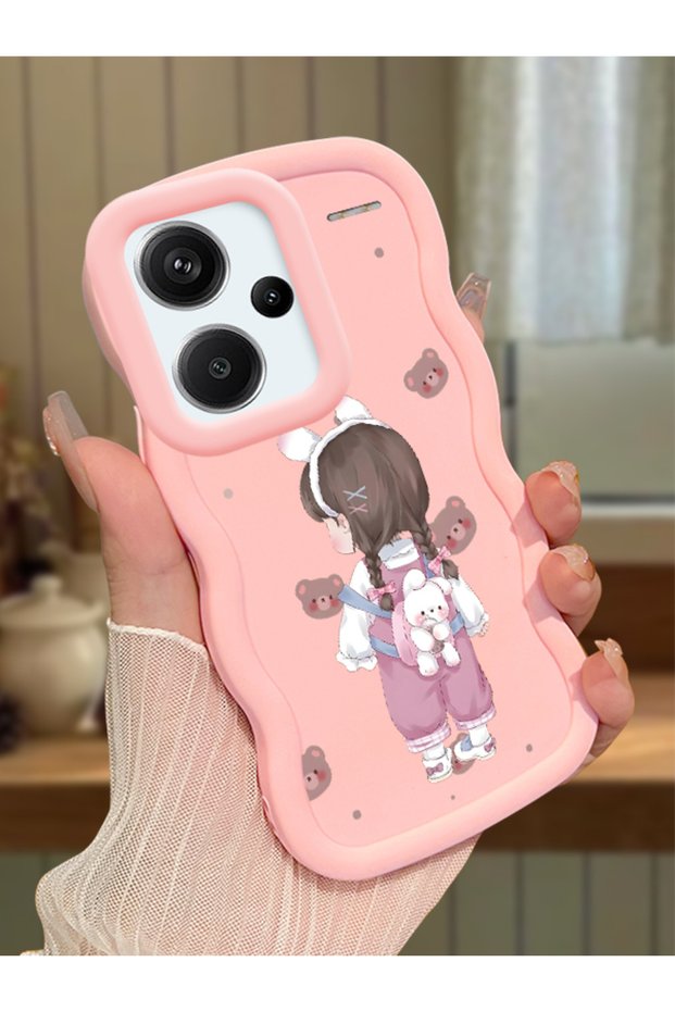 Redmi Note 13 Pro Plus 5g Compatible Shockproof Simple Pink Silicone Phone Case Girl Pattern