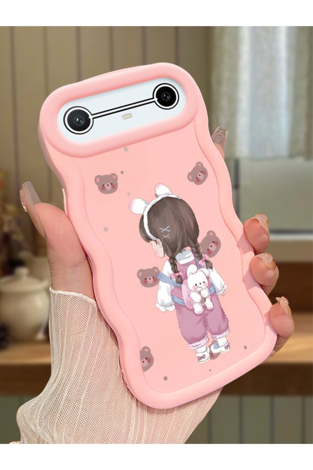 Tecno Spark Slim Compatible Shockproof Simple Pink Silicone Phone Case Girl Pattern