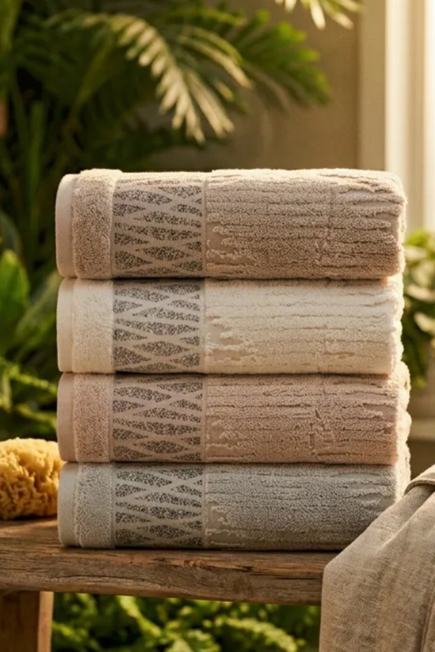 Meridyen Combed Cotton 4-Piece Face Towel Set 50×90 cm