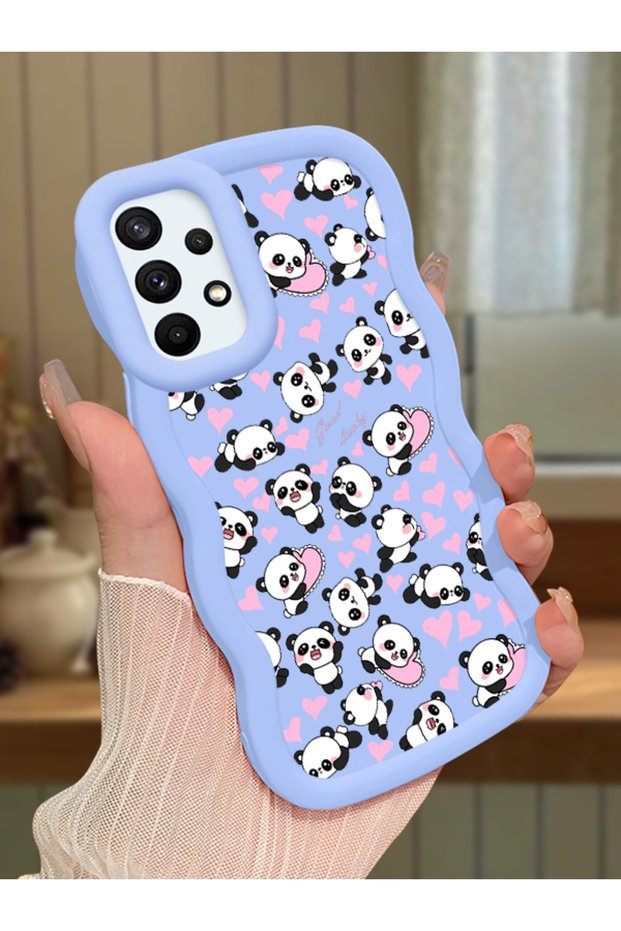 Samsung Galaxy A73 Compatible Shockproof Simple Blue Silicone Phone Case Panda Pattern