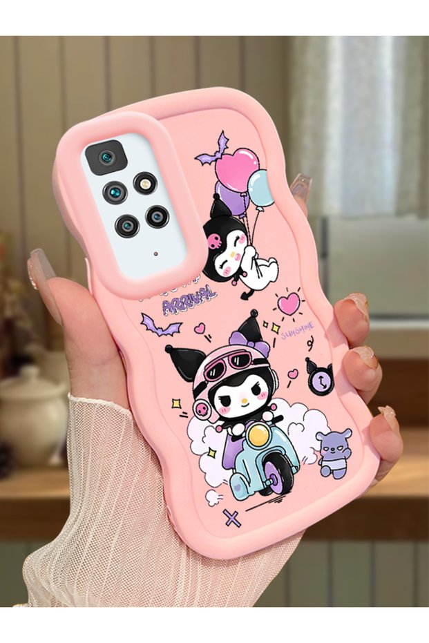 Redmi 10 2022 Compatible Shockproof Simple Pink Silicone Phone Case Kuromi Pattern