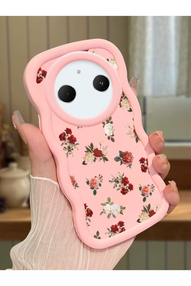 Redmi A3 Pro Compatible Shockproof Simple Pink Silicone Phone Case Flower Pattern