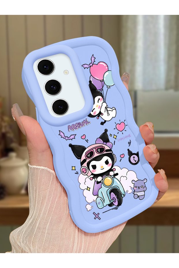 Samsung Galaxy S24 Fe Compatible Shockproof Simple Blue Silicone Phone Case Kuromi Pattern