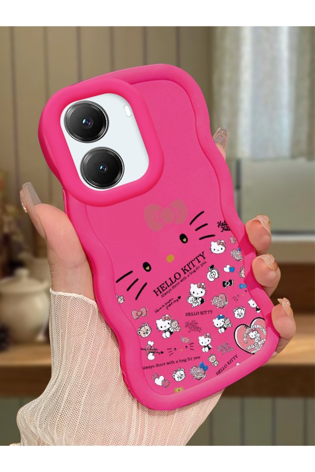 Poco X7 Pro Compatible Shockproof Simple Red Silicone Phone Case Hello Kitty Pattern