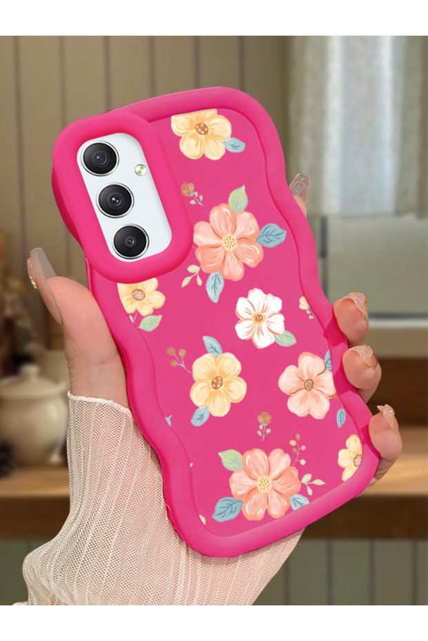 Samsung Galaxy A34 5g Compatible Shockproof Simple Red Silicone Phone Case Cover Flower Pattern