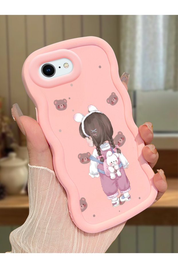 iPhone 7 Compatible Shockproof Simple Pink Silicone Phone Case Girl Pattern