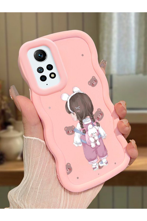 Redmi Note 12 Pro 4g Compatible Shockproof Simple Pink Silicone Phone Case Girl Pattern