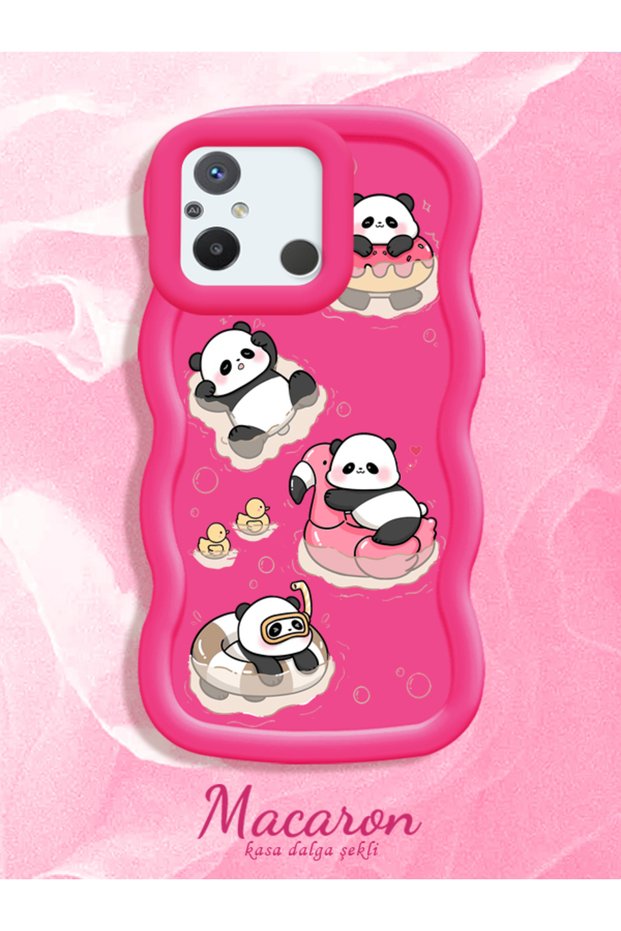 Simple Red Silicone Phone Case Panda Pattern Compatible with Redmi 11A Shockproof