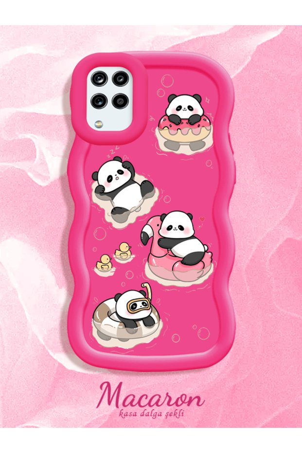 Simple Red Silicone Phone Case Panda Pattern Compatible with Samsung Galaxy A12 Shockproof