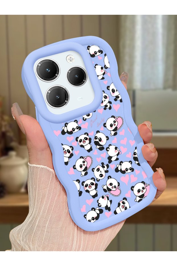 Infinix Hot 40 Compatible Shockproof Simple Blue Silicone Phone Case Panda Pattern
