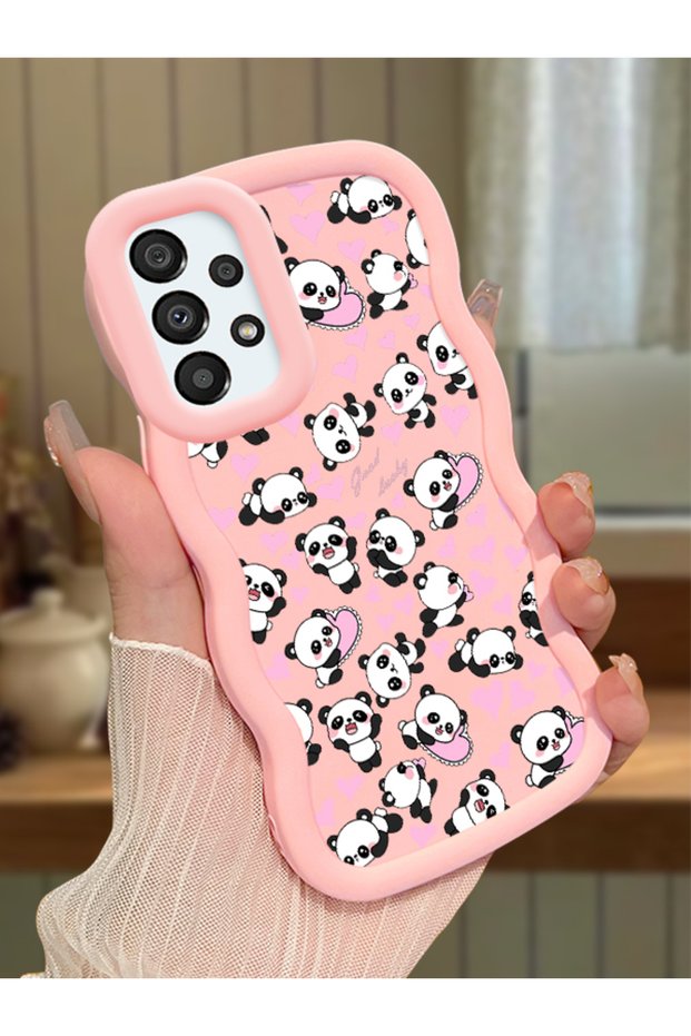 Samsung Galaxy A33 5g Compatible Shockproof Simple Pink Silicone Phone Case Panda Pattern