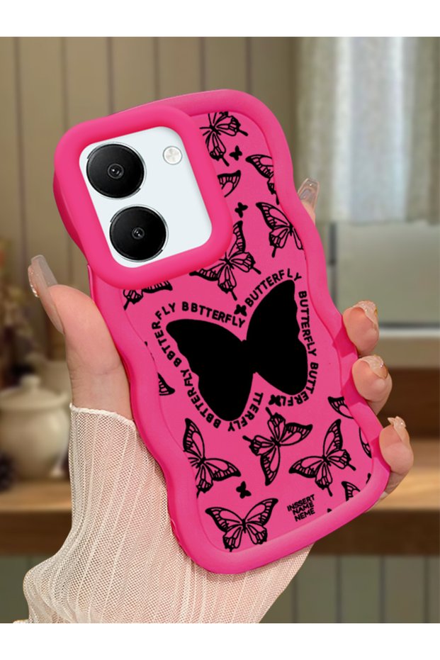 Vivo Y36 4g Compatible Shockproof Simple Red Silicone Phone Case Butterfly Pattern