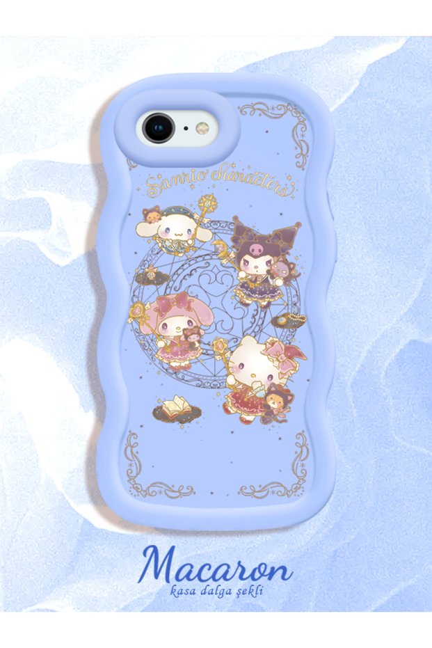 Simple Blue Silicone Phone Case Kitty Pattern Shockproof Compatible with iPhone 6 Plus