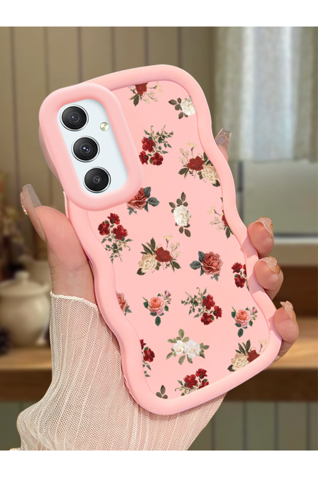 Samsung Galaxy A34 5g Compatible Shockproof Simple Pink Silicone Phone Case Cover Flower Pattern