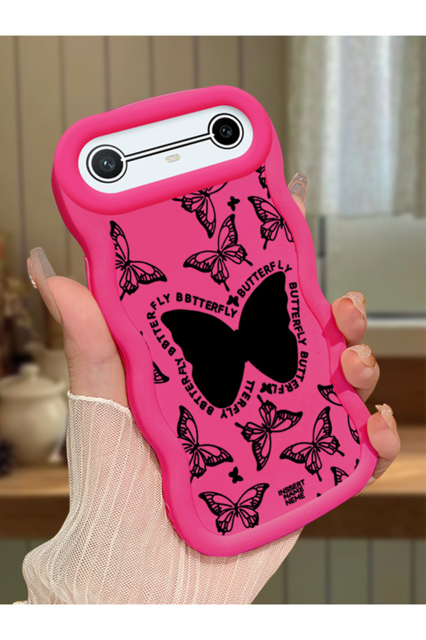 Tecno Spark Slim Compatible Shockproof Simple Red Silicone Phone Case Butterfly Pattern