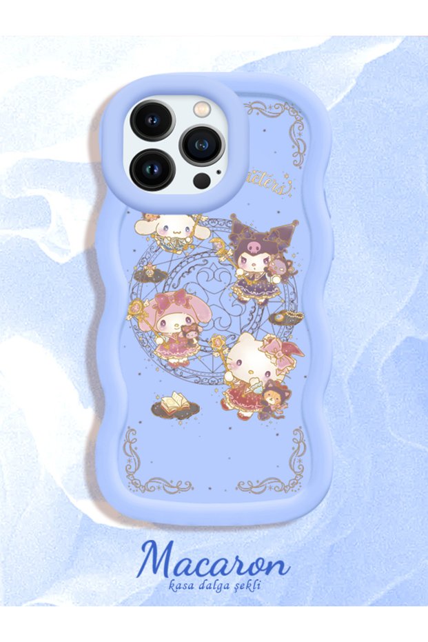Simple Blue Silicone Phone Case Kitty Pattern Compatible with iPhone 13 Pro Max Shockproof