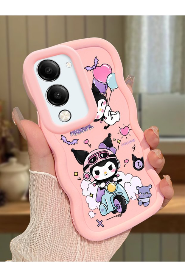 Vivo Y19E Compatible Shockproof Simple Pink Silicone Phone Case Kuromi Pattern